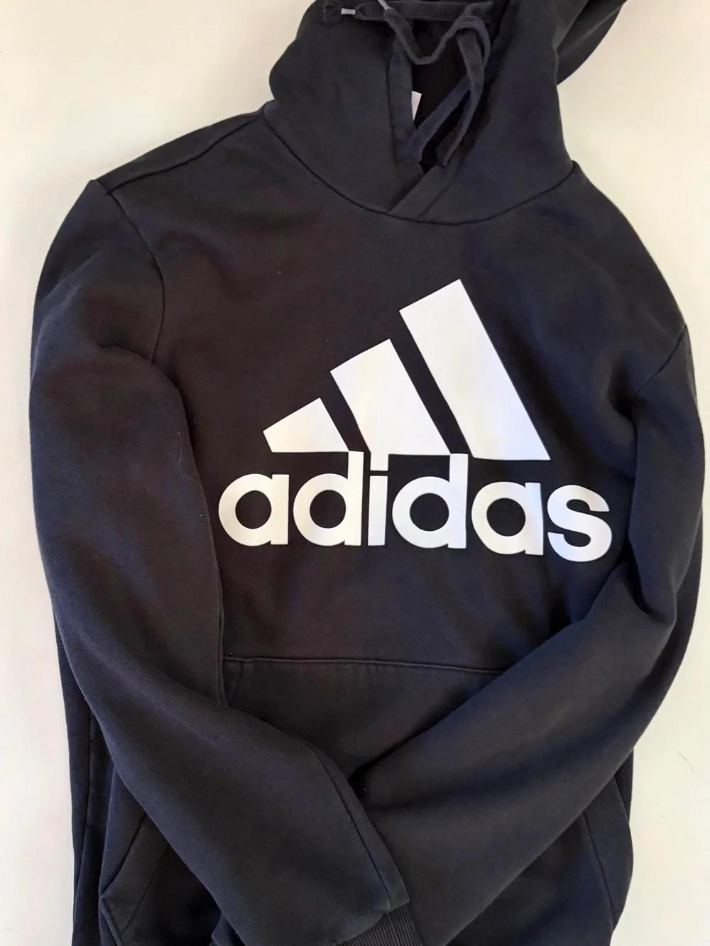 adidas Black Hoodie with Large White Logo